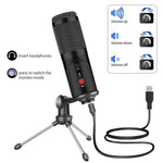Condenser Microphone With Tripod USB Computer Studio Microphone For PC Microphone For Phone Karaoke Microphone With Sound Card
