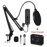 Condenser Microphone With Tripod USB Computer Studio Microphone For PC Microphone For Phone Karaoke Microphone With Sound Card