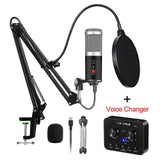 Condenser Microphone With Tripod USB Computer Studio Microphone For PC Microphone For Phone Karaoke Microphone With Sound Card