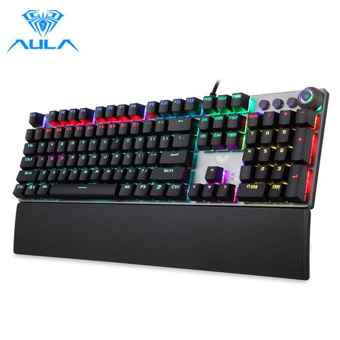 AULA F2088 Gaming Mechanical Keyboard Blue Brown Switch Wired Mix Backlit Keyboard 104 Keys Anti-ghosting for Gamer PC Desktop