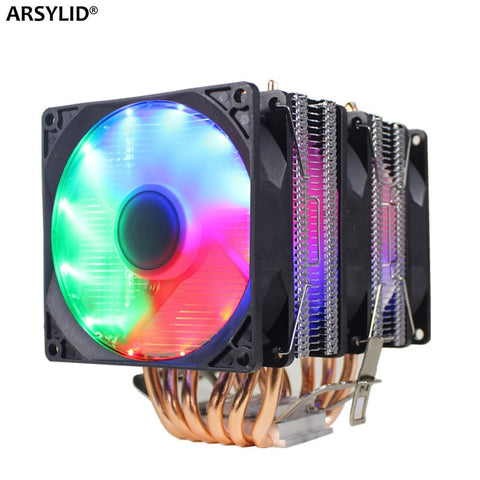 Ryzen radiator 6 heatpipe dual-tower cooling 9cm fan support 3 fans 4pin PWM CPU cooler AM3 AM4 FM2 775 115X 1366 cpu radiator