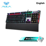 AULA F2088 Gaming Mechanical Keyboard Blue Brown Switch Wired Mix Backlit Keyboard 104 Keys Anti-ghosting for Gamer PC Desktop