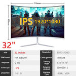 IPS 32 Inch LCD Curved Screen Monitor Gamer 1920×1080p HD Display Gaming Monitor for Desktop HDMI Computer 24“ Monitor PC